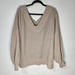 Zenana Outfitters Beige Knit Hoodie